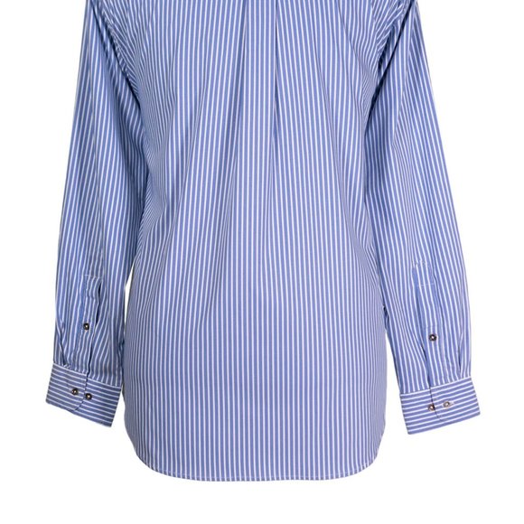 Mens Shirt Button Up Blue White Striped Silky Dress Casual Beach Handmade Large - Picture 7 of 7